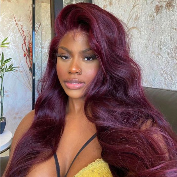 burgundy lace front wigs