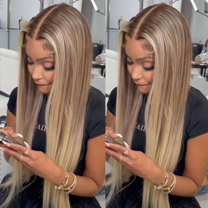 Sliver Highlight Straight Lace Closure Wig | BGM Hair BGMgirl